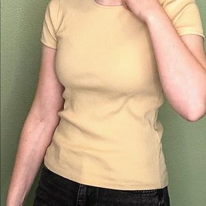 Slim Fit Ribbed Yellow Top